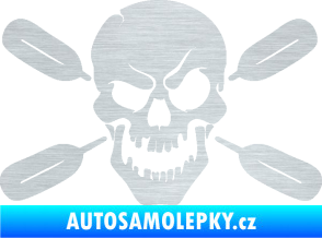 Samolepka Lebka 053 levá s pádly škrábaný hliník