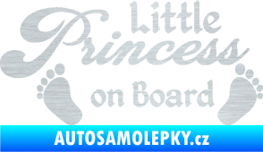 Samolepka Little princess on board 002 nápis s nožičkami škrábaný hliník