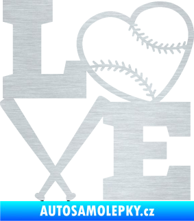 Samolepka Love baseball škrábaný hliník