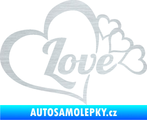 Samolepka Love nápis se srdíčky škrábaný hliník