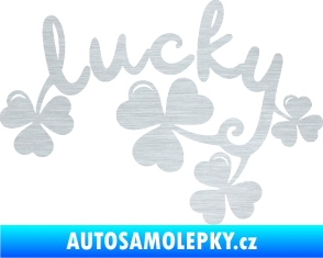 Samolepka Lucky nápis štěstí se čtyřlístky škrábaný hliník