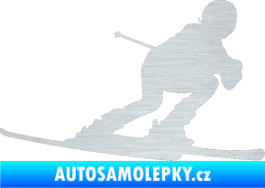 Samolepka Lyžař 002 pravá škrábaný hliník