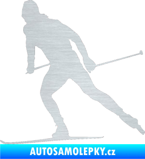 Samolepka Lyžař 006 levá běžky škrábaný hliník