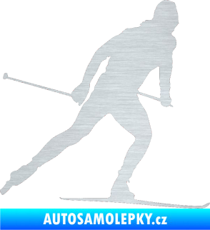 Samolepka Lyžař 006 pravá běžky škrábaný hliník