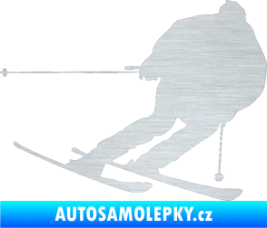 Samolepka Lyžař 019 pravá škrábaný hliník