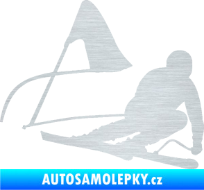 Samolepka Lyžař 025 pravá škrábaný hliník