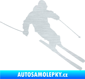 Samolepka Lyžař 027 pravá škrábaný hliník