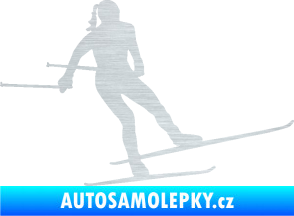 Samolepka Lyžařka 001 pravá běh na lyžích škrábaný hliník