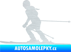 Samolepka Lyžařka 002 levá sjezd škrábaný hliník