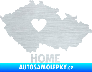 Samolepka Mapa České republiky 004 home škrábaný hliník