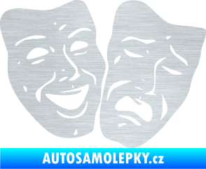 Samolepka Masky tváře 001 pravá veselý a smutný škrábaný hliník