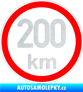 Samolepka Maximální rychlost 200km - nejvyšší konstrukční rychlost škrábaný hliník