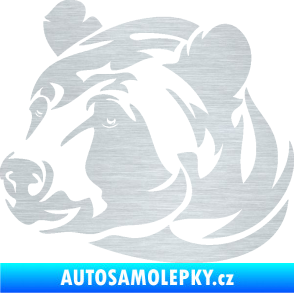 Samolepka Medvěd 007 levá hlava škrábaný hliník