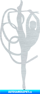 Samolepka Moderní gymnastika 002 levá gymnastka se stuhou škrábaný hliník