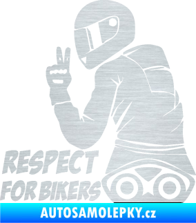 Samolepka Motorkář 003 levá respect for bikers nápis škrábaný hliník