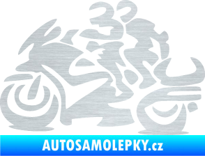 Samolepka Motorkář 009 levá se spolujezdcem škrábaný hliník