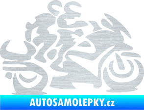 Samolepka Motorkář 009 pravá se spolujezdcem škrábaný hliník