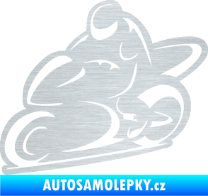 Samolepka Motorkář 011 levá škrábaný hliník