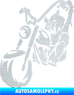 Samolepka Motorkář 015 levá harley škrábaný hliník