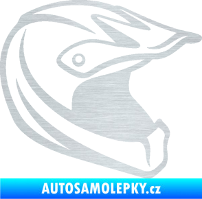 Samolepka Motorkářská helma 001 pravá škrábaný hliník
