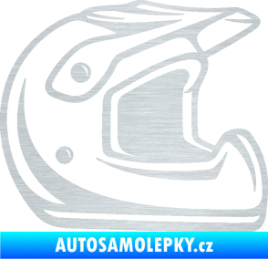 Samolepka Motorkářská helma 002 pravá škrábaný hliník