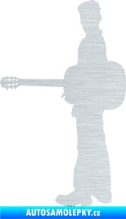 Samolepka Music 003 levá hráč na kytaru škrábaný hliník