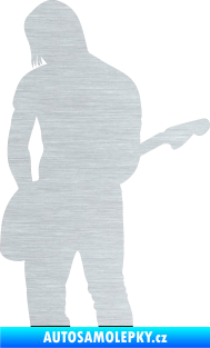 Samolepka Music 005 levá hráč na kytaru škrábaný hliník