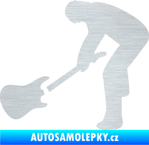 Samolepka Music 007 levá rocker s kytarou škrábaný hliník