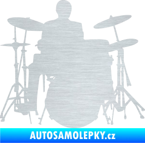 Samolepka Music 009 pravá hráč na bicí škrábaný hliník