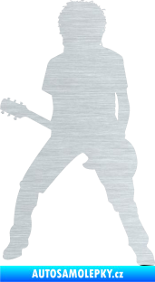 Samolepka Music 010 levá rocker s kytarou škrábaný hliník
