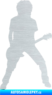 Samolepka Music 010 pravá rocker s kytarou škrábaný hliník