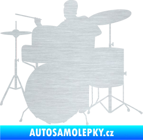 Samolepka Music 011 levá hráč na bicí škrábaný hliník