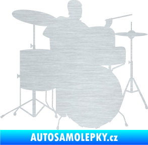 Samolepka Music 011 pravá hráč na bicí škrábaný hliník