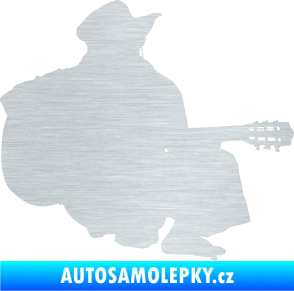 Samolepka Music 014 pravá hráč na kytaru škrábaný hliník