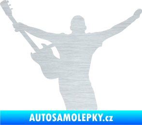 Samolepka Music 024 levá kytarista rocker škrábaný hliník