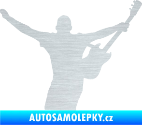 Samolepka Music 024 pravá kytarista rocker škrábaný hliník