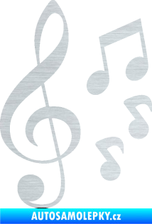 Samolepka Music noty a houslový klíč 002 škrábaný hliník