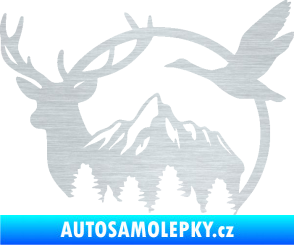 Samolepka Myslivost 002 levá lesní zvěř škrábaný hliník
