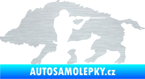 Samolepka Myslivost 006 levá divoké prase škrábaný hliník