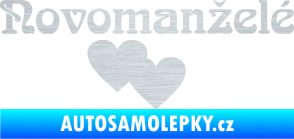 Samolepka Novomanželé 001 nápis se srdíčky škrábaný hliník