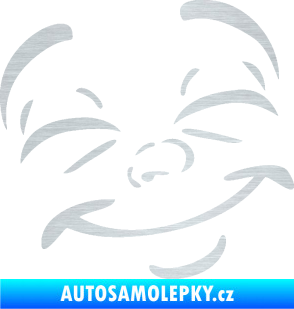 Samolepka Obličej 004 pravá šťastný škrábaný hliník