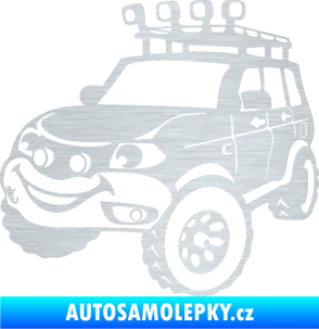 Samolepka Off Road 005 levá veselé autíčko škrábaný hliník
