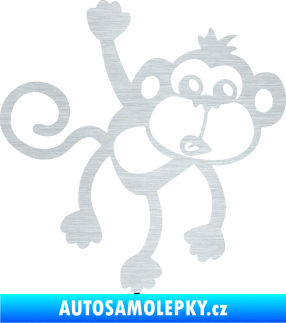 Samolepka Opice 005 pravá visí za ruku škrábaný hliník