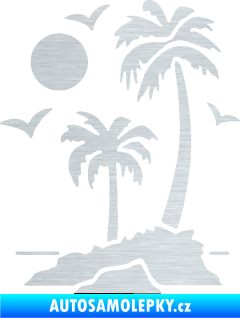 Samolepka Ostrov 002 levá palmy a moře škrábaný hliník