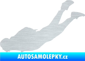 Samolepka Parašutista 003 levá skok z letadla škrábaný hliník