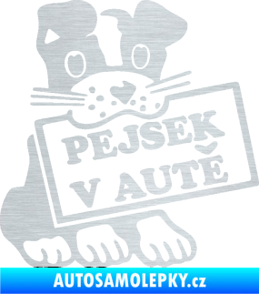 Samolepka Pejsek v autě 001 pravá škrábaný hliník
