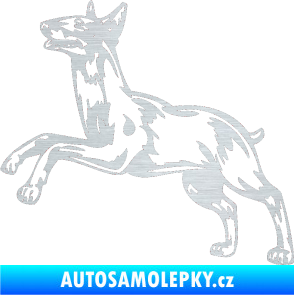 Samolepka Pes 015 levá Bulteriér škrábaný hliník