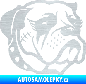 Samolepka Pes 097 pravá Buldok škrábaný hliník