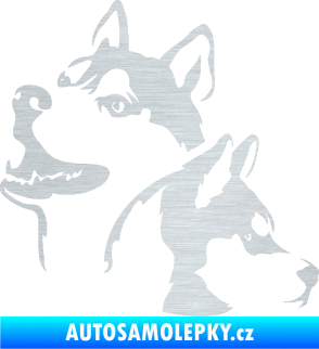 Samolepka Pes 117 levá husky škrábaný hliník