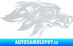 Samolepka Pes 127 pravá hlava škrábaný hliník
